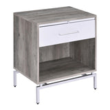 ZUN Weathered Grey Oak and White Accent Table B062P181407