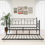 Twin Size Daybed Metal Frame with Trundle Set, Twin Day Bed Sofa, Daybed and Roll Sofa Bed for Guest W840104493