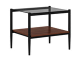 Set of 2 Rectangle End Table, Tempered Glass Tabletop with MDF layer, Modern Table for Living Room , W241P184249