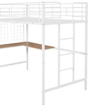 ZUN Twin Metal Loft Bed with Desk and Metal Grid,White 23730514