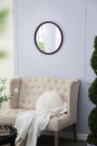 ZUN 20" x 20" Circle Wall Mirror with Wooden Frame and Walnut Finish,Wall Mirror for Living Dining W2078124339