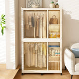 Portable Wardrobe Closet Storage Organizer for Clothes,Clothes Dresser,6 Magnetic Doors-6 Cubes & 2 W2699P327123