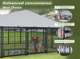 Large Dog Kennel Outdoor Pet Pens Dogs Run Enclosure Animal Hutch Metal Coop Fence with Roof Cover. W1820P318708