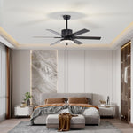 ZUN 52 Inch Indoor Modern LED Ceiling Fan with Light and Remote Control, 6 Blades , W1592123216