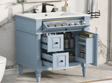 24 Inch Bathroom Vanity with Sink, Grey Blue Freestanding Bathroom Cabinet with Flip Drawer, 71370479