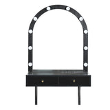 Floating Makeup Vanity Desk with Mirror & 3-Color Lights, Wall Dressing Table with Power Outlet, N844P263662B