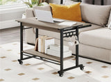 Gray Mobile Computer Desk with Keyboard Tray & Storage Shelf, 360&deg Lockable Casters for Home 68559774
