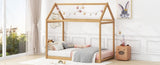 Twin Size Wooden House Bed, Wood Color N716P227423D