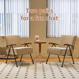 Pattern Colorful Fabric Armchair, Modern Accent Chair High Back, Living Room Chairs with Metal Legs W2105P210243