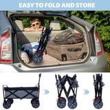 150L Collapsible Wagon Cart Foldable, Utility Garden Wagon with 360lbs Weight Capacity, Heavy Duty W321P269219