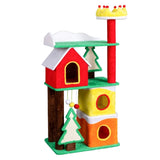 56in Christmas Themed Plush Cat Tree, Multi-level Cat Tower with Cat Condos, Top Crown Perch, Sisal 34481126