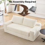 Loveseat Sofa Bed with Memory Foam & Steel Frame - No Assembly, Convertible 2-in-1 Design, Corduroy W2959P278432