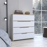 ZUN Lynbrook 4-Drawer Dresser White and Light Oak B06280070