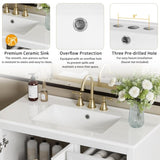 36.02-inch bathroom vanity with two soft-close doors, adjustable shelves and three drawers N729P184710K