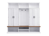 VIBE HAUS 62.2''W Entryway Hall Tree with Bench, 3 Top Cubbies & Bottom Storage Space, Farmhouse 74236965