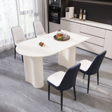 63 "medieval modern cream style MDF dining table and PU dining chair set 4. Assemble Desktop and 84261210