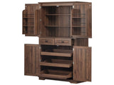 K&K 71" Tall Kitchen Pantry Cabinet with 3 Pull Out Cabinet Organizers, Farmhouse Embossed Texture N707P256507Z