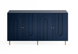 ZUN Modern Blue Lacquered 4 Door Wooden Cabinet Sideboard Buffet Server Cabinet Storage Cabinet, for 64268074