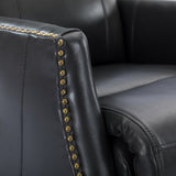 ZUN Hesperides Genuine Leather Manual Swivel Recliner W1137P177527