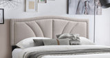 Modern Vintage 1pc Queen Size Bed Light Brown Burlap Fabric Nailhead Trim Accents Headboard Bedframe B011P238963