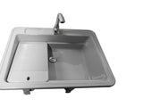 Grey Indoor Outdoor Freestanding Laundry Sink with Washboard, Faucet, Hoses Drain Kit 25780592