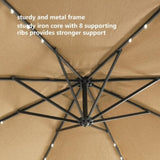 10 FT Solar LED Patio Outdoor Umbrella Hanging Cantilever Umbrella Offset Umbrella Easy Open W41917531