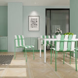 4-Pack Modern Striped Color Block Chairs - Waterproof PP Seat & Sturdy Metal Legs, Indoor/Outdoor W3450P322875