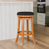 30" Bar Stool, Natural Finish, Charcoal Fabric Seat B04660661