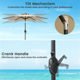 3-Piece Patio Picnic Set - 7.5ft Crank Tilt Umbrella, Heavy-Duty Resin Base, Adjustable Legs, 98362226