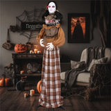 5.4ft Halloween Animatronic Witch - Scary Pop-Up Head, Sound/Button Activation, 4 Flashing Red Eyes 39618927