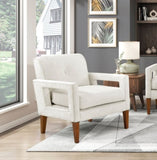 Modern Living Room Chair Beige Chenille Upholstery Pocket Coils Solid Wood Legs Furniture 1pc B011P308544
