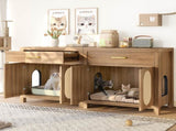 Cat Litter Box Enclosure, Hidden Cat Litter Box Furniture with Scratching Board Doors and Storage 06632538