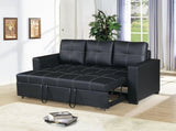 Sectional Sofa Pull out Bed Living Room Couch Black Faux Leather Tufted Convertible Sofa HS00F6530-ID-AHD