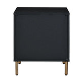 Black, Silver and Gold 3-Drawer Nightstand with Metal Leg B062P189251