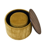 2-Piece Set Round Chenille Storage Ottoman, Equipped with a Drum Shaped Small Stool, Storage Space, W487P179602