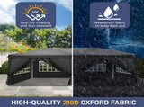 10'x20' Instant Pop Up Canopy Tent Black, 6 Panels 2 Doors 4 Mesh Windows, 28/22mm Powder Coated 43899525