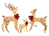 3pcs 4FT 30.00V 3.60W Family Elk Champagne Iron Frame Courtyard Elk Decoration 85433522