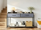 Industrial Console Table with Charging Station, Narrow Entryway Table with 2 AC Outlets USB & Type-C 52400206