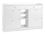 4 Drawers 2 Drawers with Top Baffle Shoe Cabinet Particle Board 128*25*107cm White 41329802