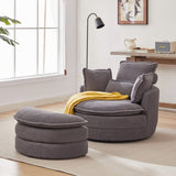 38"W Oversized Swivel Chair with moon storage ottoman for Living Room, Modern Accent Round Loveseat W834P150053