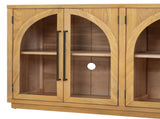 TREXM 4-Door Large Storage Sideboard Buffet Cabinet with Glass Doors, Arched Cabinet with Adjustable N715P290642E