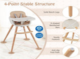 6-in-1 Convertible Baby High Chair, Beech Wood Frame 5-Point Harness for 6-36 Months 87653187