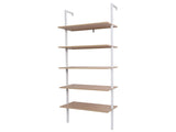 5-Shelf Wood Ladder Bookcase with Metal Frame, Industrial 5-Tier Modern Ladder Shelf Wood 89161253