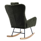 ZUN 35.5 inch Rocking Chair with Pocket, Soft Teddy Fabric Rocking Chair for Nursery, Comfy Wingback W1372105255