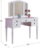 Bedroom Contemporary Vanity Set w Foldable Mirror Stool Drawers White Color HS00F4074-ID-AHD