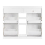 ZUN FCH 4 Drawers 2 Drawers with Top Baffle Shoe Cabinet Particle Board 128*25*107cm White 41329802