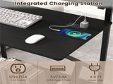 Black Rolling Computer Desk with Power Strip 32" Mobile Office Desk with Monitor Stand 36811141