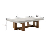 ZUN ACME Keven Coffee Table, Faux Concrete Top & Walnut Finish LV03015