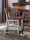 ZUN Rustic Brown and Gunmetal Finish Wooden Counter Height Chairs 2pc Set Industrial Design Dining B01163350