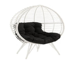 Galzed Black Fabric & White Wicker Patio Lounge Chair B2726P338653